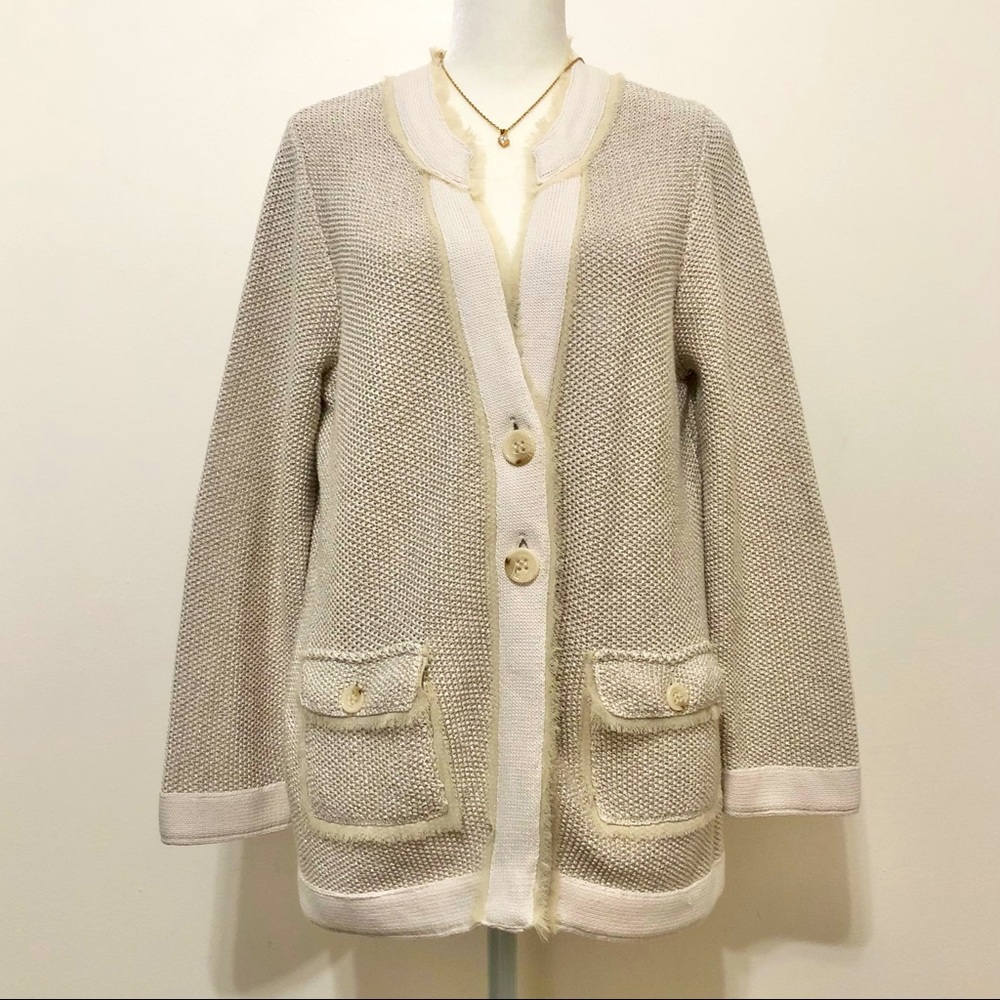 Coldwater Creek Beige Cardigan Sweater Chic Everyday Capsule Neutral